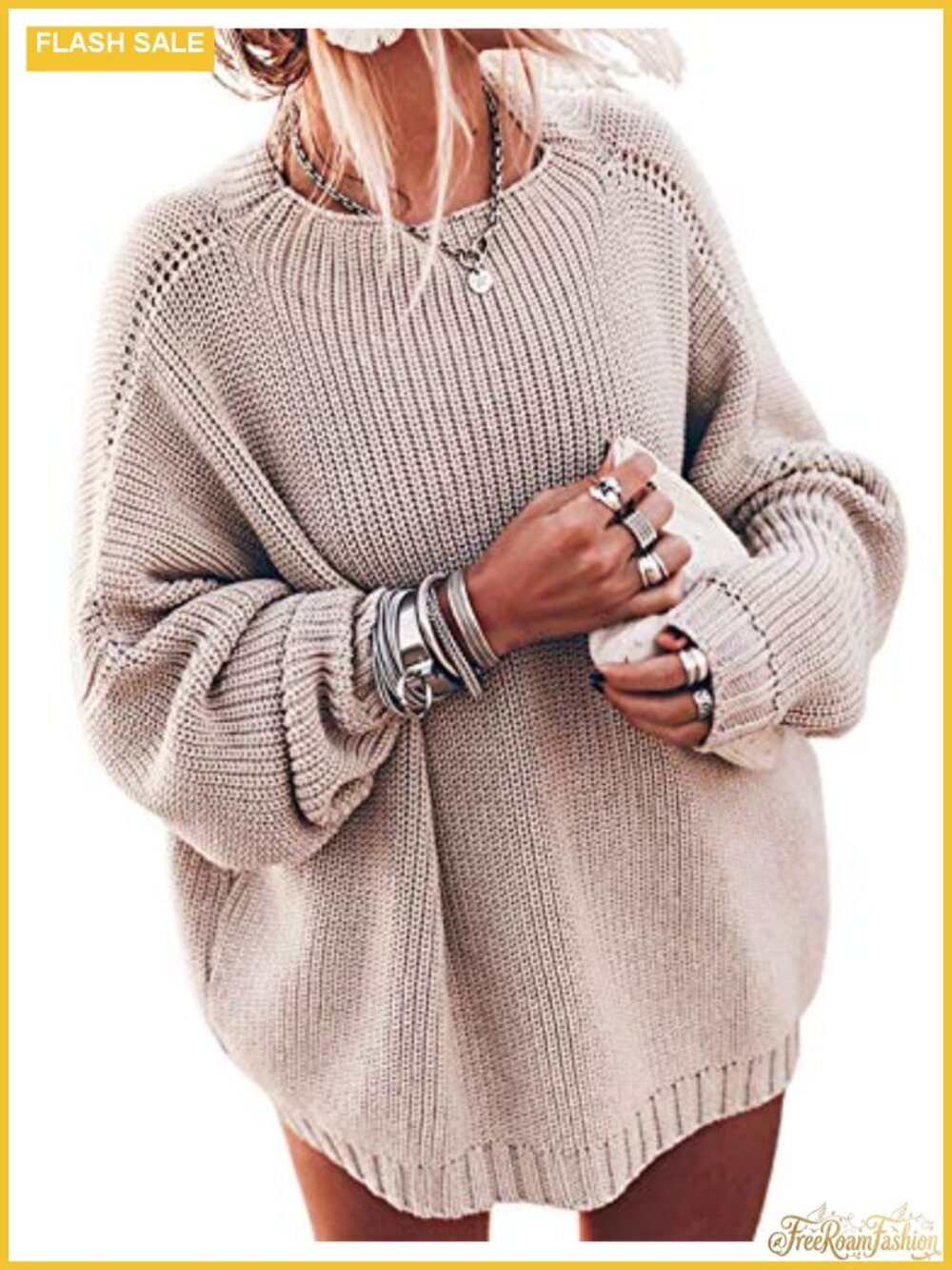 Oversized Chunky Knit Sweater Batwing Sleeve Mock Neck Pullover